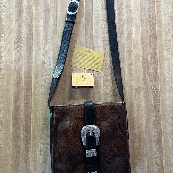 Patricia Nash Cow Hide and Leather bag with Turquoise accents - Picture 8 of 9